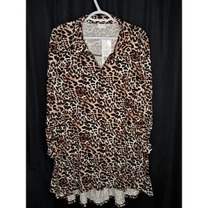 New Directions Tunic Blouse, Animal Print, 2XL, 3/4‎ scrunch sleeve,